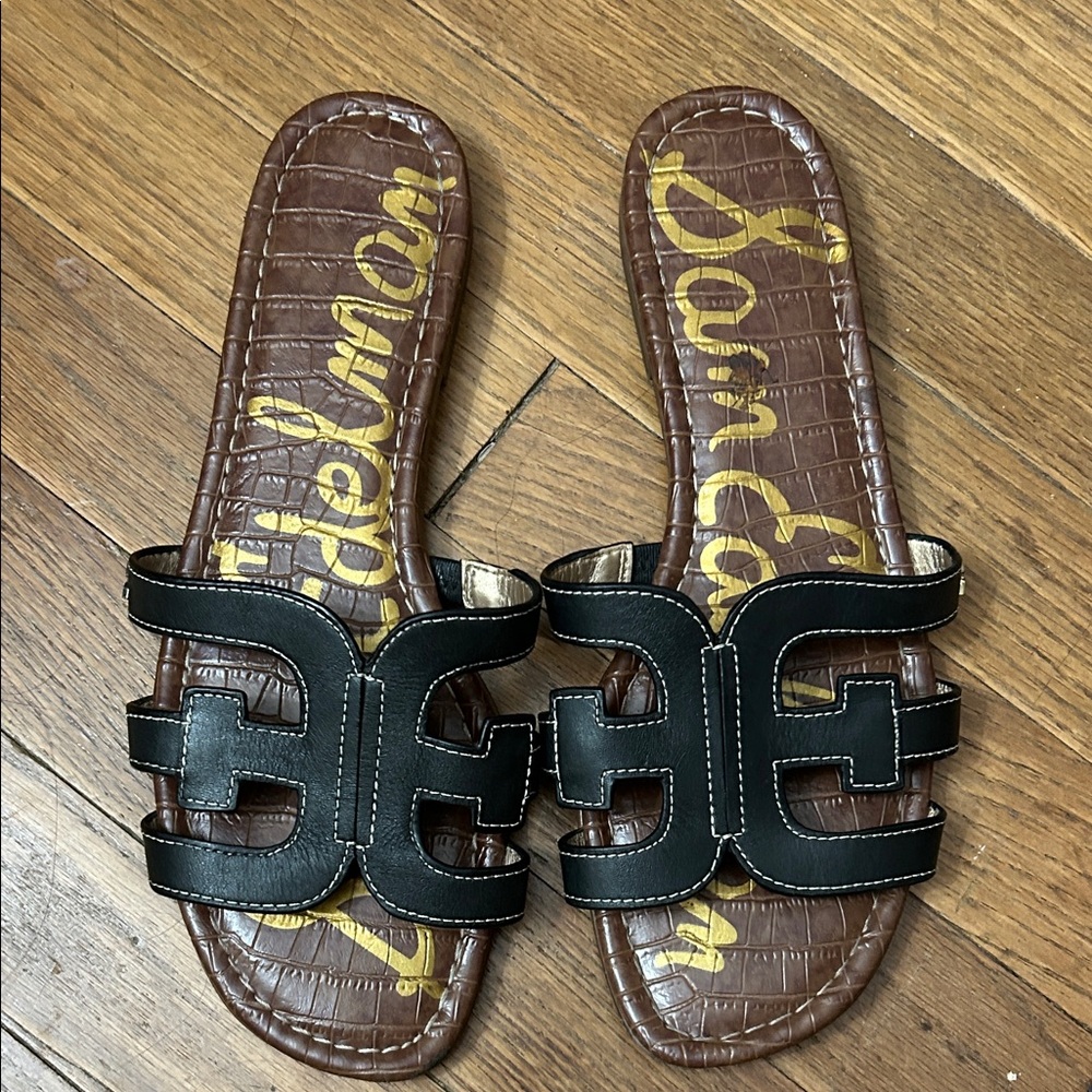 Sam Edelman Black and Brown Slide Sandals